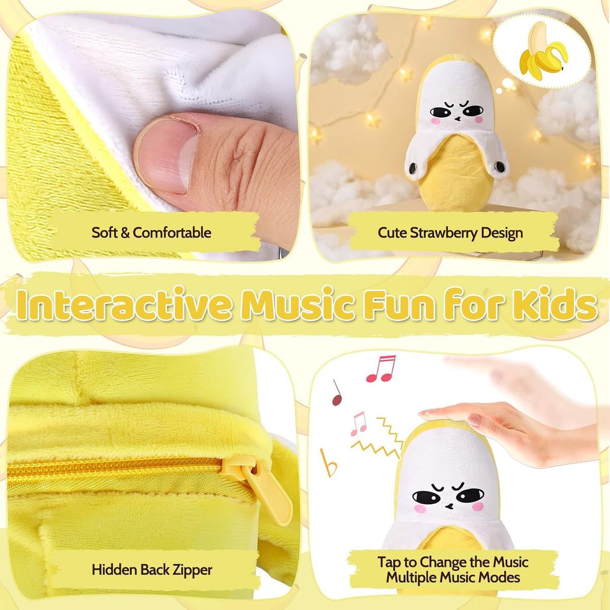 Child Musical Sensory Toy,Interactive Plush Toy with Sounds,Banana Doll