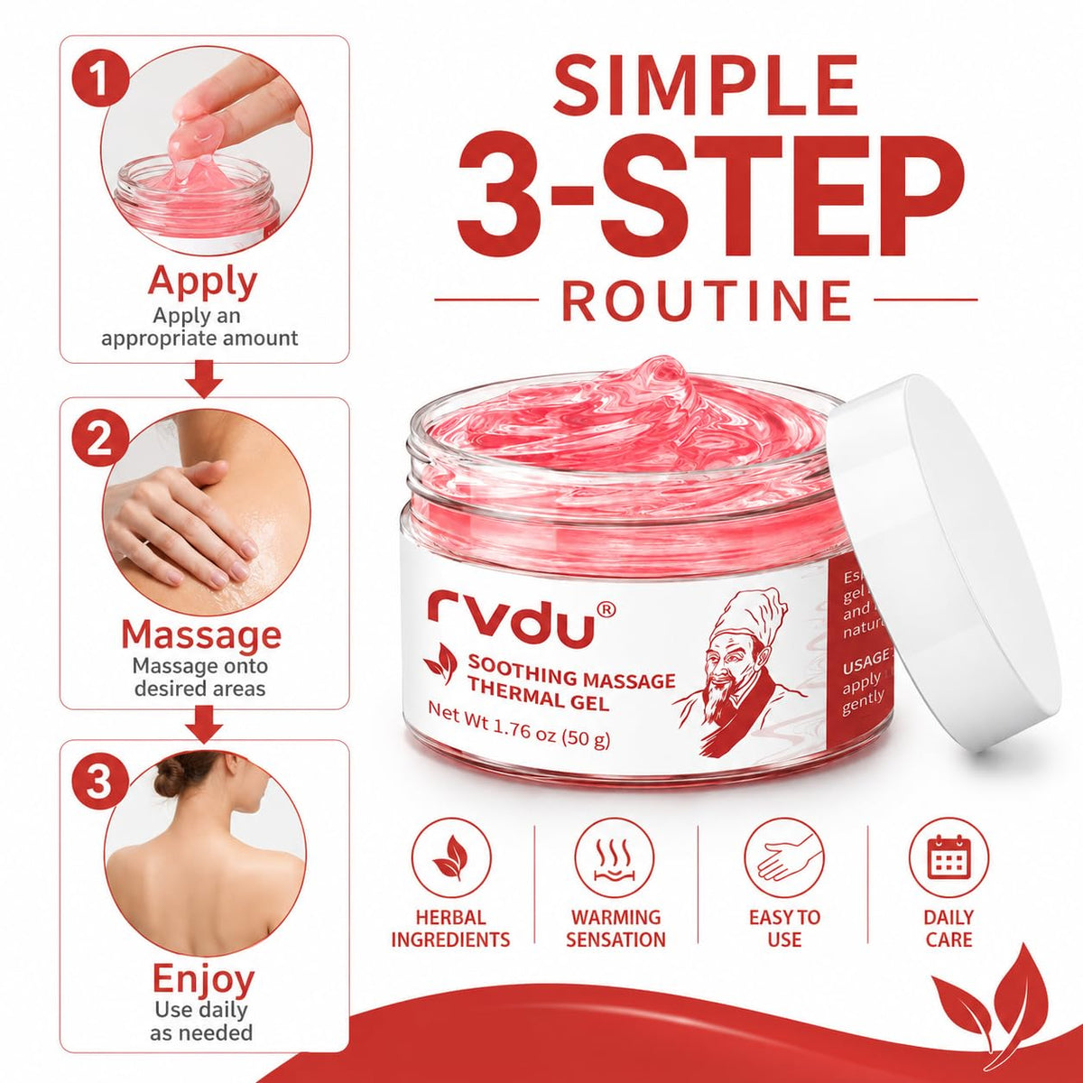 RVDU Warming Soothing Massage Gel for Muscles & Joints