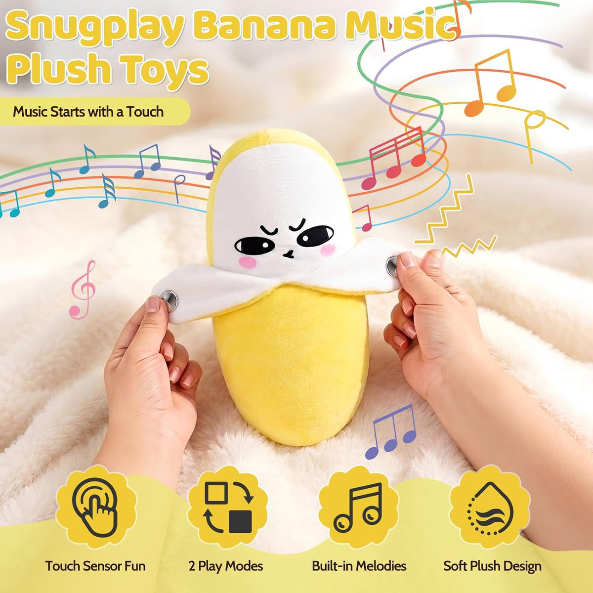 Child Musical Sensory Toy,Interactive Plush Toy with Sounds,Banana Doll