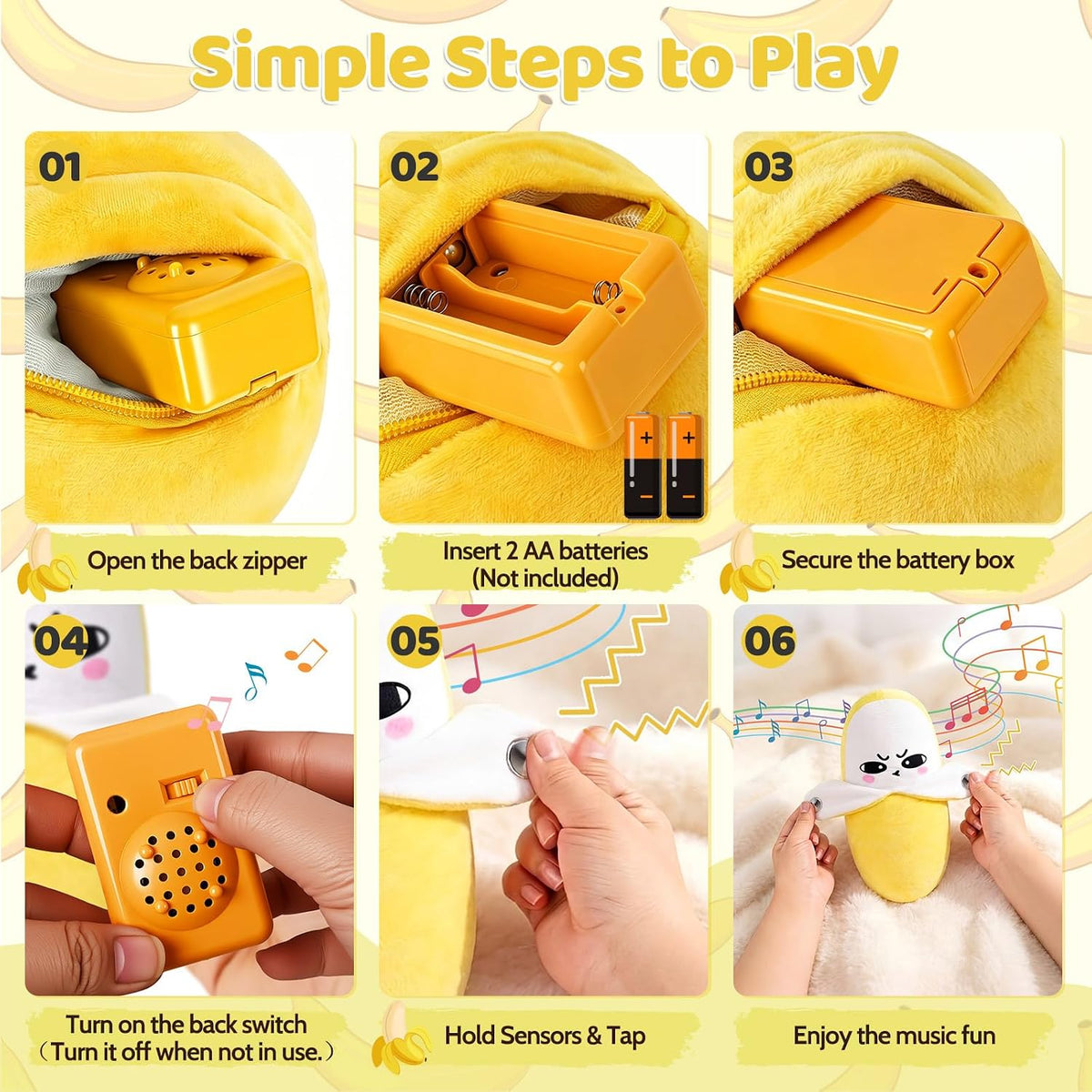 Child Musical Sensory Toy,Interactive Plush Toy with Sounds,Banana Doll